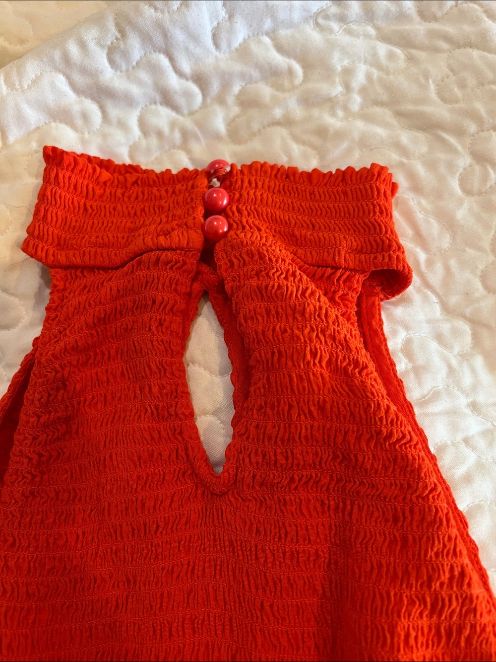 Orange Halter Ruffle Hem Smocked Top - Picture 4 of 4